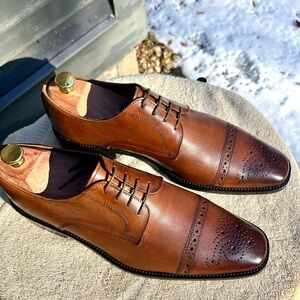 To Boot New York Men's Brown Leather Cap-Toe Oxfords Sz 10.5D Made Italy 🇮🇹